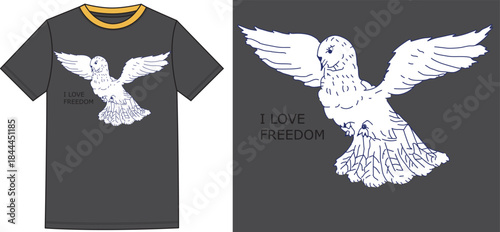 flying bird t shirt design grey coloor body