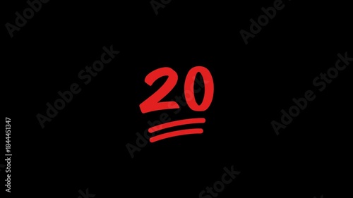 20 Number Handwritten With Underline Animation