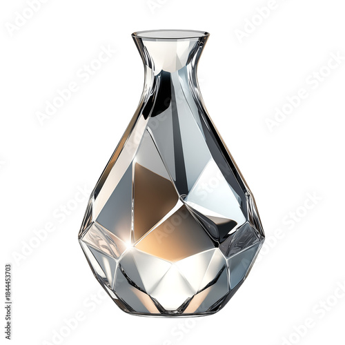 Glass Vase With a Unique Shape on a Plain Surface and Light Shining Through a...