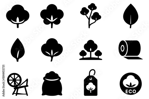 Fiber Icon Collection. Outline icon set of raw material fibers