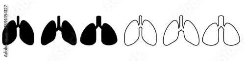 Lungs icon set isolated on white background human respiratory system organ medical anatomy health vector illustration