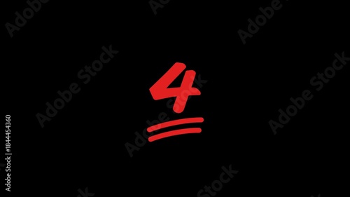 4 Number Handwritten With Underline Animation