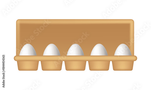 Chicken eggs in a package. Vector 3D illustration isolated on a white background.