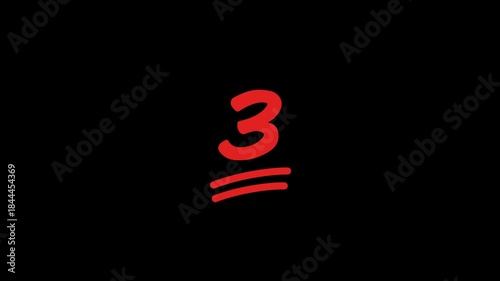 3 Number Handwritten With Underline Animation