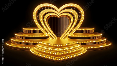 Stage: golden heart illuminated platform