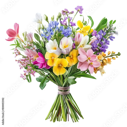 Bright Bouquet of Mixed Flowers Arranged in a Simple Style for Decoration or ...