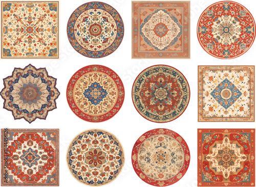 Persian rug watercolor clipart