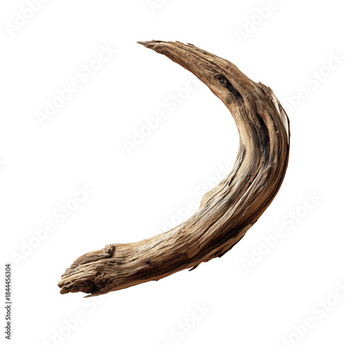 Unique Piece of Driftwood Shaped Like a Crescent Moon on a Light Background