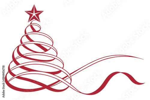 christmas tree with red ribbon