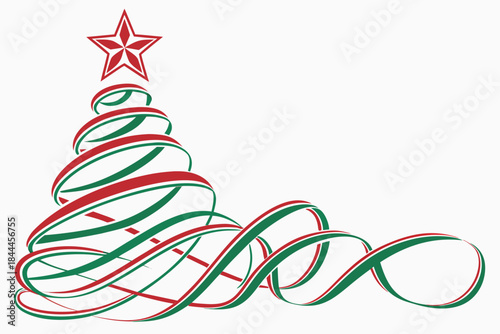 christmas tree with red ribbon