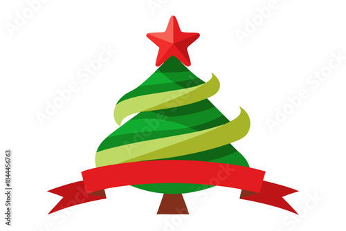 christmas tree with red ribbon