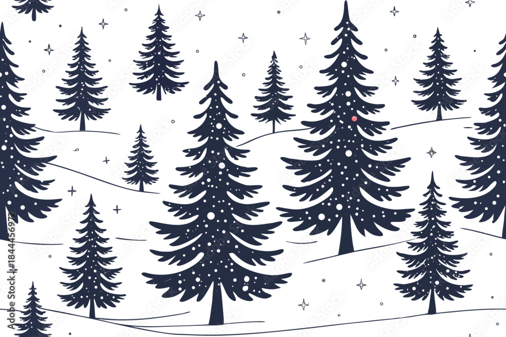 Obraz premium christmas trees seamless pattern