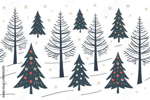 christmas trees in the snow