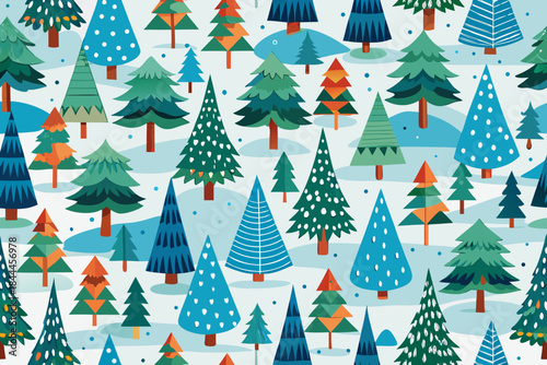 christmas trees seamless pattern