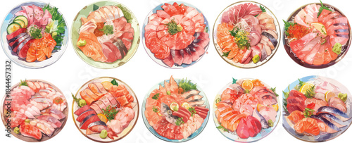 sashimi watercolor clipart