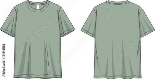 Blank t shirt mockup front back views, casual apparel template illustration, plain cotton clothing design