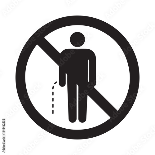 Prohibited action symbol depicting a person with a red line crossing them