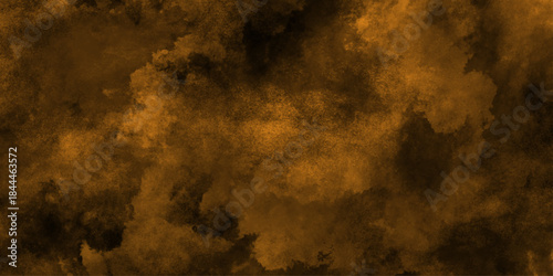 Eerie black background with billowing brown smoke on black background. old style dark brown grunge texture, brush painted . Old and grainy orange paper texture, vector,	
