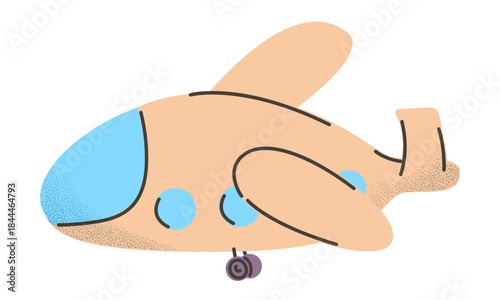Toy airplane illustration. Clip art for kids products, posters, packaging and educational designs