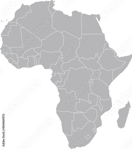 High-resolution illustration of the Gambia map in Africa.