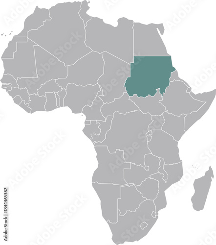 High-resolution illustration of Sudan in Africa.