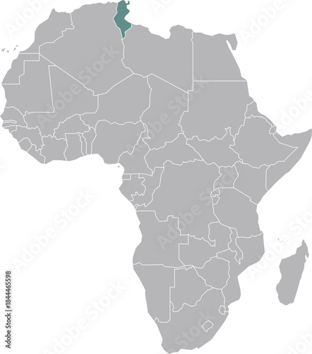 Tunisia, Africa Border Map Illustration