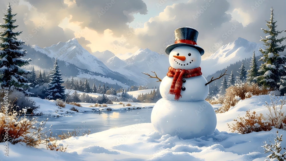 Obraz premium happy snowman in the winter