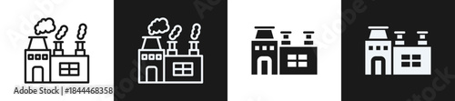 Factory Line N Glyph Icon Style In White And Black Background