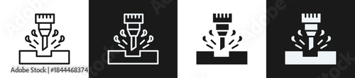 Cnc Machine Line N Glyph Icon Style In White And Black Background