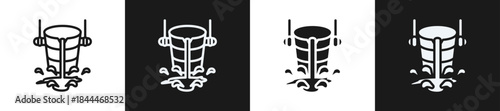 Metal Casting Line N Glyph Icon Style In White And Black Background