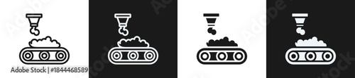 Food Processing Line N Glyph Icon Style In White And Black Background