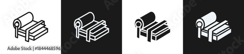 Paper Mill Line N Glyph Icon Style In White And Black Background
