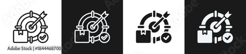 Production Target Line N Glyph Icon Style In White And Black Background