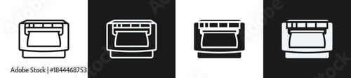 Labeling Machine Line N Glyph Icon Style In White And Black Background