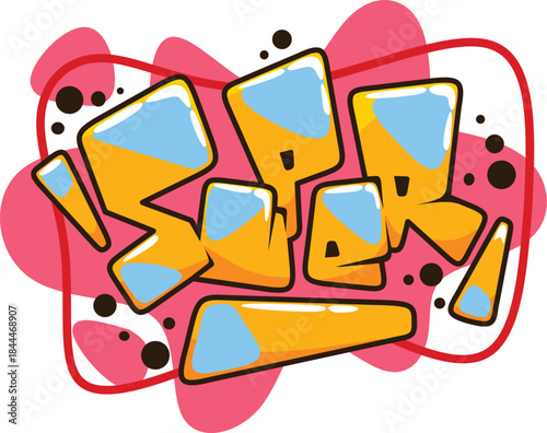 super word graffiti text font sticker illustration	