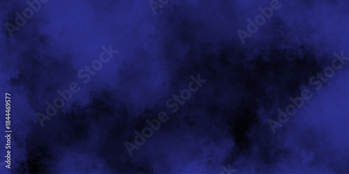 Abstract dark blue watercolor cloudiness, mist, or smog background. Dark navy blue sky with black background and blurred pattern. Vivid textured aquarelle painted art design background.