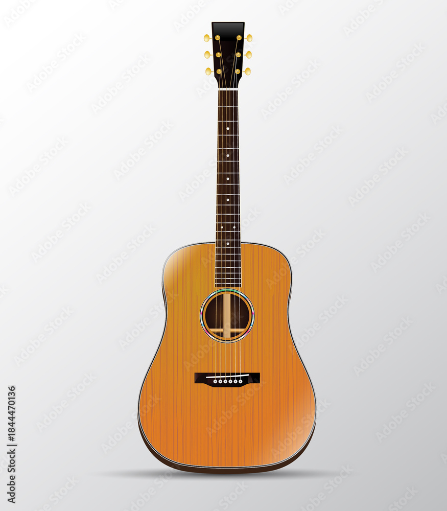 Fototapeta premium Acoustic Guitar Cedar Dreadnought Isolated