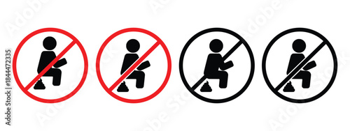 No man Poop Allowed Sign – Red Circular Pet Waste Prohibition Icon Vector