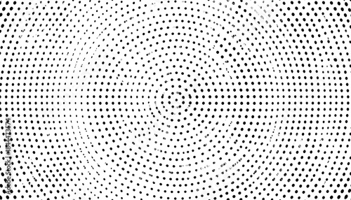 Concentric dotted pattern on a white background. Dots form a radial gradient, smaller in the center and larger outward