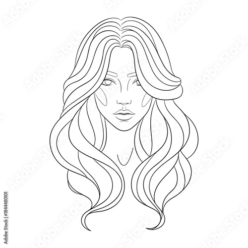 Elegant woman with long wavy hair