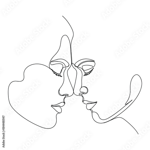 Abstract faces embrace