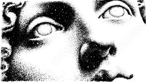 Artistic illustration of a monochrome portrait. Featuring texture and detail in black and white, this vector illustration highlights expression and classic style.