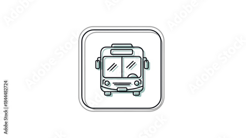 Front View of a Stylized Bus Icon in Outline.
