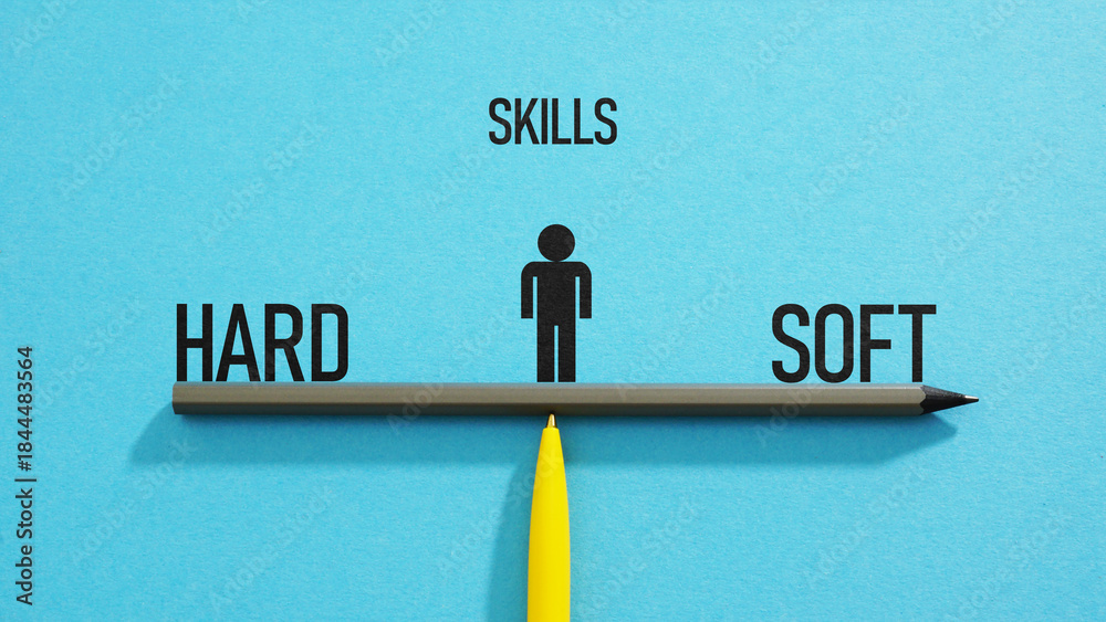 Obraz premium Hard Skills versus Soft Skills - Technical Expertise Compared with Communication, Leadership and Emotional Intelligence in Modern Career Development