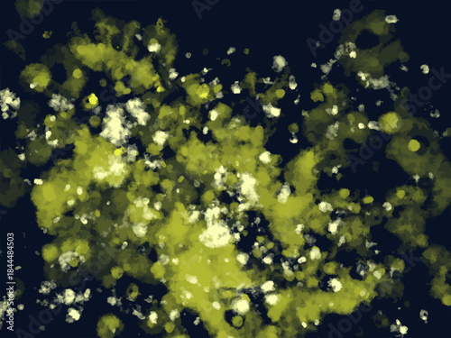 黄緑色の粒子が広がる抽象背景 /Abstract Green Particle Splash Background