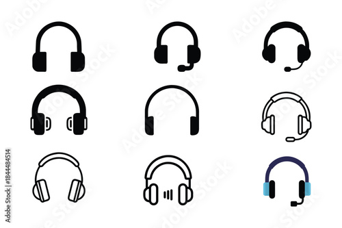 set of headphones icons