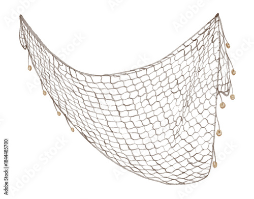 Hand painted watercolor fishing net isolated
