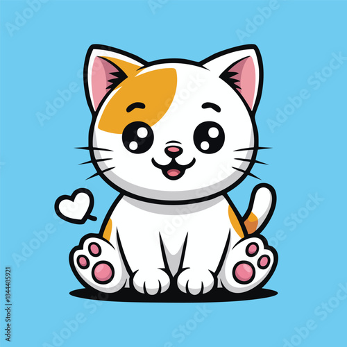 Sweet Cartoon Kitten Sitting Pose