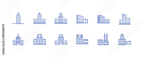 Developing an icon collection. Contains house, home, store, office, apartment, and more. Vector illustration. Can be switched to any color with ease.