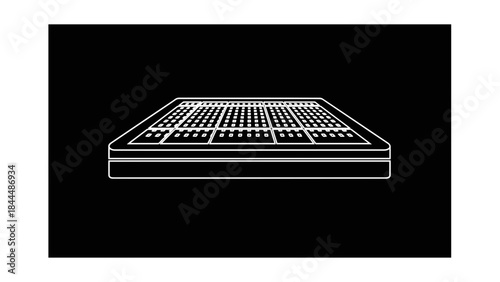Minimalist Outline of a Modern Sound Mixer Console on a Dark Background.
